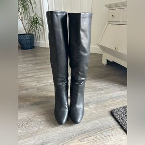 4” HIGH HEELED KNEE HIGH SLOUCHY SEXY DRESSY BOOTS, UNISA, BLACK 10M